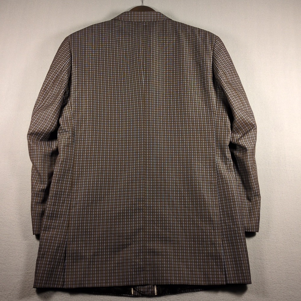 Royal Diamond Collection Suit Coat 44R‎ Brown Blue Plaid 2 Button Blazer Sport - Picture 6 of 7